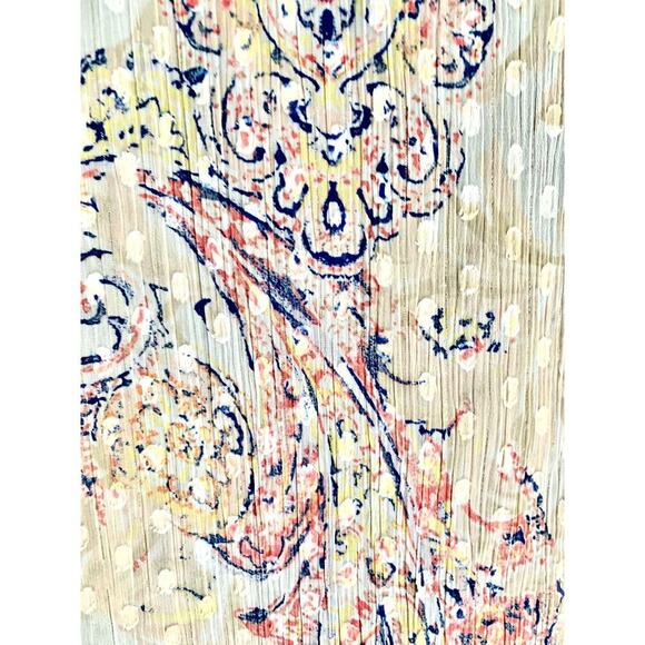 Chico's Sheer Boho Paisley Long Sleeve Tunic Top Pink Blue Size Small/0 Chico's - Picture 9 of 9